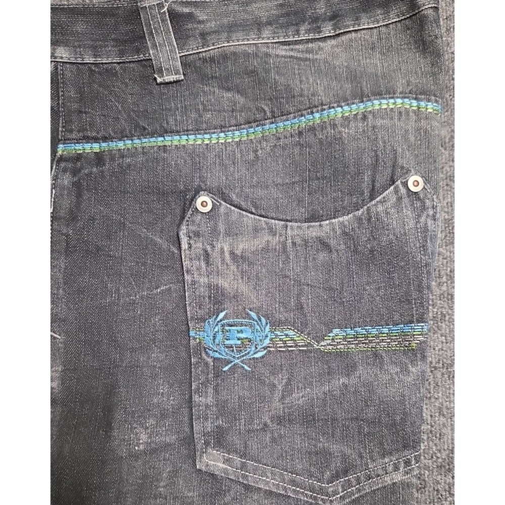 Phat Farm Phat Classics Men's 44 Black Fade Distressed Denim Shorts 15.5"
